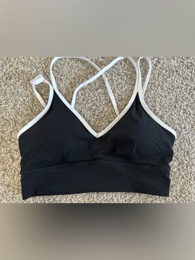 Joy lab Black Sports Bra with White Trim small